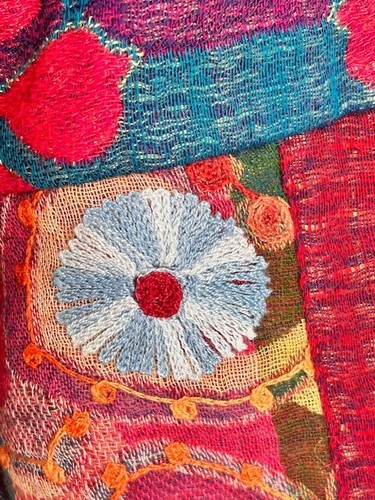 Soft Surroundings Kimono Jacket XS Art to Wear Op Art Embroider Floral Patchwork - Picture 14 of 21