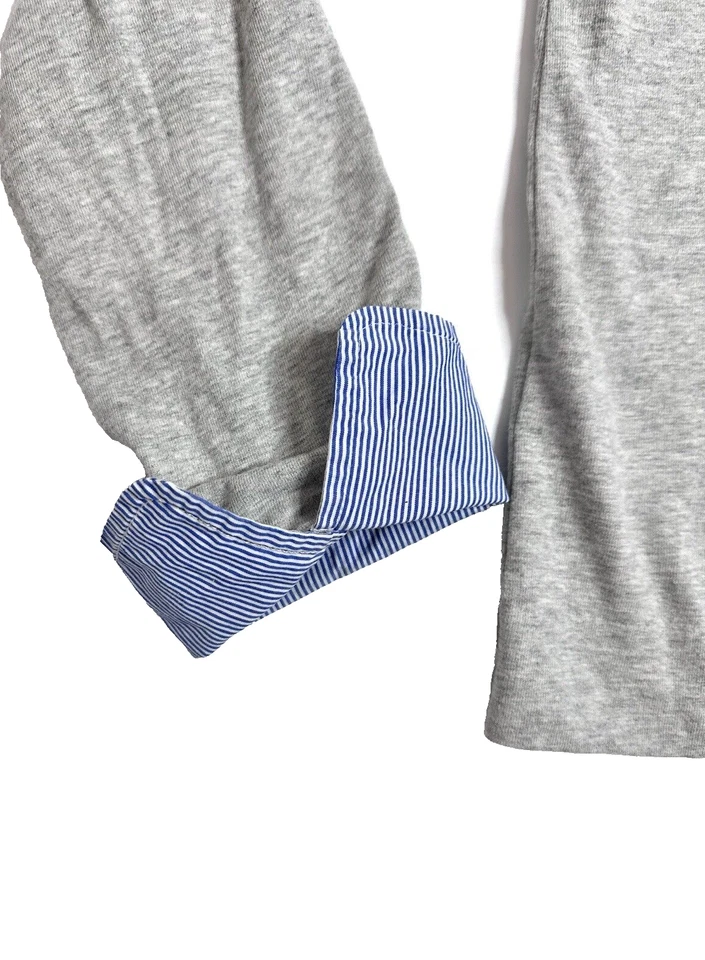 J. Suéter Pullover Crew Para Mujer Gris Cuello Barco Manga Larga Puños a Rayas Talla M Foto 2 de 4