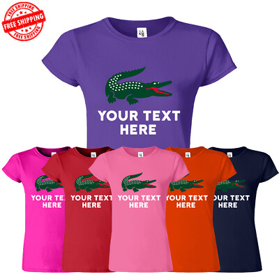 Personalized Custom Your Text Here Women T-Shirt Funny American USA New Gift Tee
