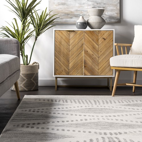 nuLOOM Briggs Contemporary Striped Area Rug in Light Grey Global Inspired Tribal - Picture 6 of 7