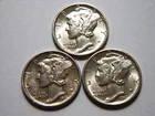 *Set of 3* 1941-P, 1941-D & 1941-S CH BU/CH BU+ Silver Mercury Dimes