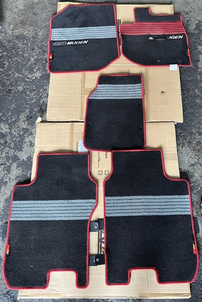 JDM Honda GE8 Fit Jazz Mugen Floor Mats Red Black Nylon Set (small