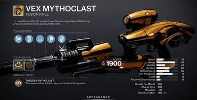 DESTINY 2 VEX MYTHOCLAST + CATALYST ACCOUNT RECOVERY ANY CONSOLE/PC