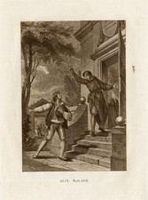 Antique Print-ALIX IS SICK-La Fontaine-Fragonard-1882