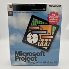 Microsoft Project 4.1 Windows 95 CD-ROM Factory Sealed Big Box Vintage PC