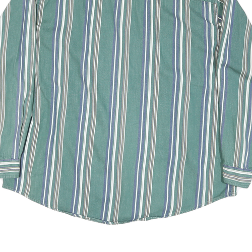 CROSS BASICS Mens Green & Blue Striped Cotton Blend Shirt XL Casual Long Sleeve - Picture 6 of 6