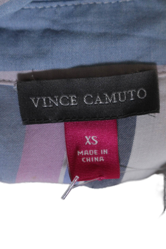 Vince Camuto Womens V-Neck Short Sleeve Button Up Blouse Top Blue Size XS - Picture 5 of 6