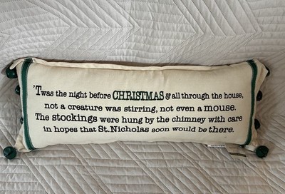 Ashland Christmas Throw Pillow W/Bells Twas The Night Before Christmas 24x10