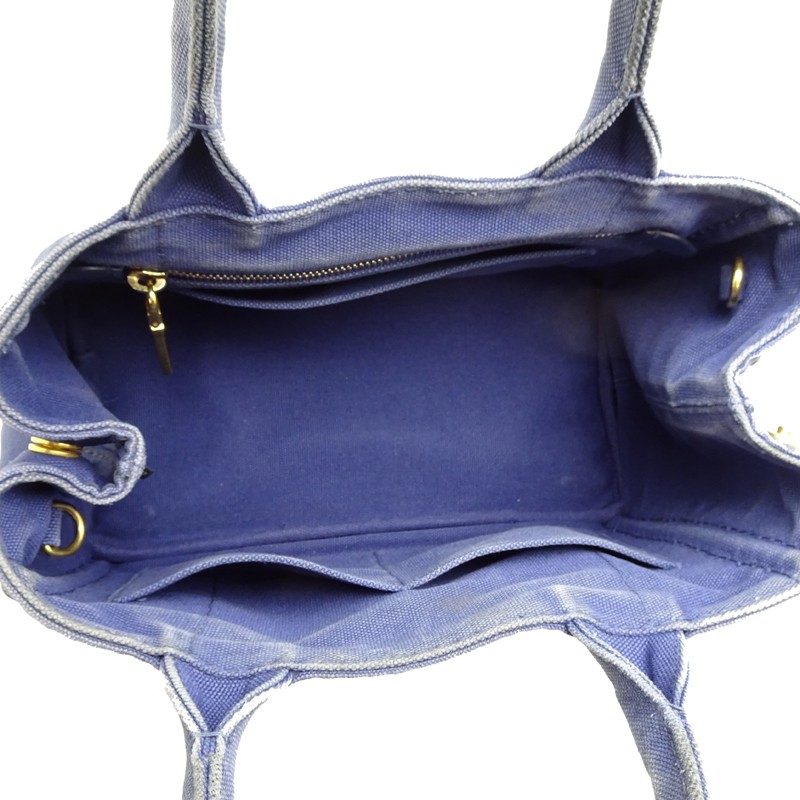 PRADA Canapa PM 1BG439 Tote Bag Canvas Blue Ladies DH91419 from japan thumbnail 6