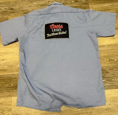 VTG Seattle Seahawks Coors Light Shirt Mens Sz L Employee Uniform Button Down 05