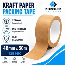 STRONG BROWN KRAFT PAPER PACKING TAPE 48mm x 50M BIODEGRADABLE & ECO-FRIENDLY