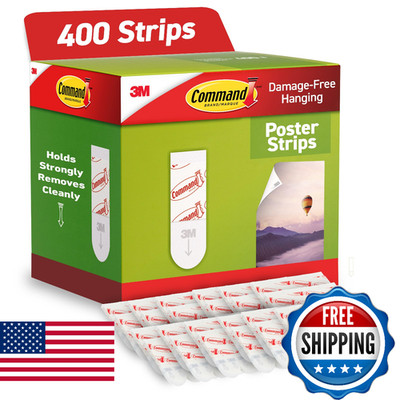 Command Poster Strips, 400 Command Strips Damage Free Hanging Poster Hangers NEW