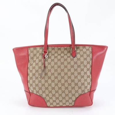 GUCCI GG Canvas Bree 449242 Leather Tote Bag Shoulder Hand Genuine Leather A4 Wo