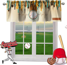 Valance for Baseball Sports Patterns 50″ X 20″ Blackout Curtain Valance for Bedr