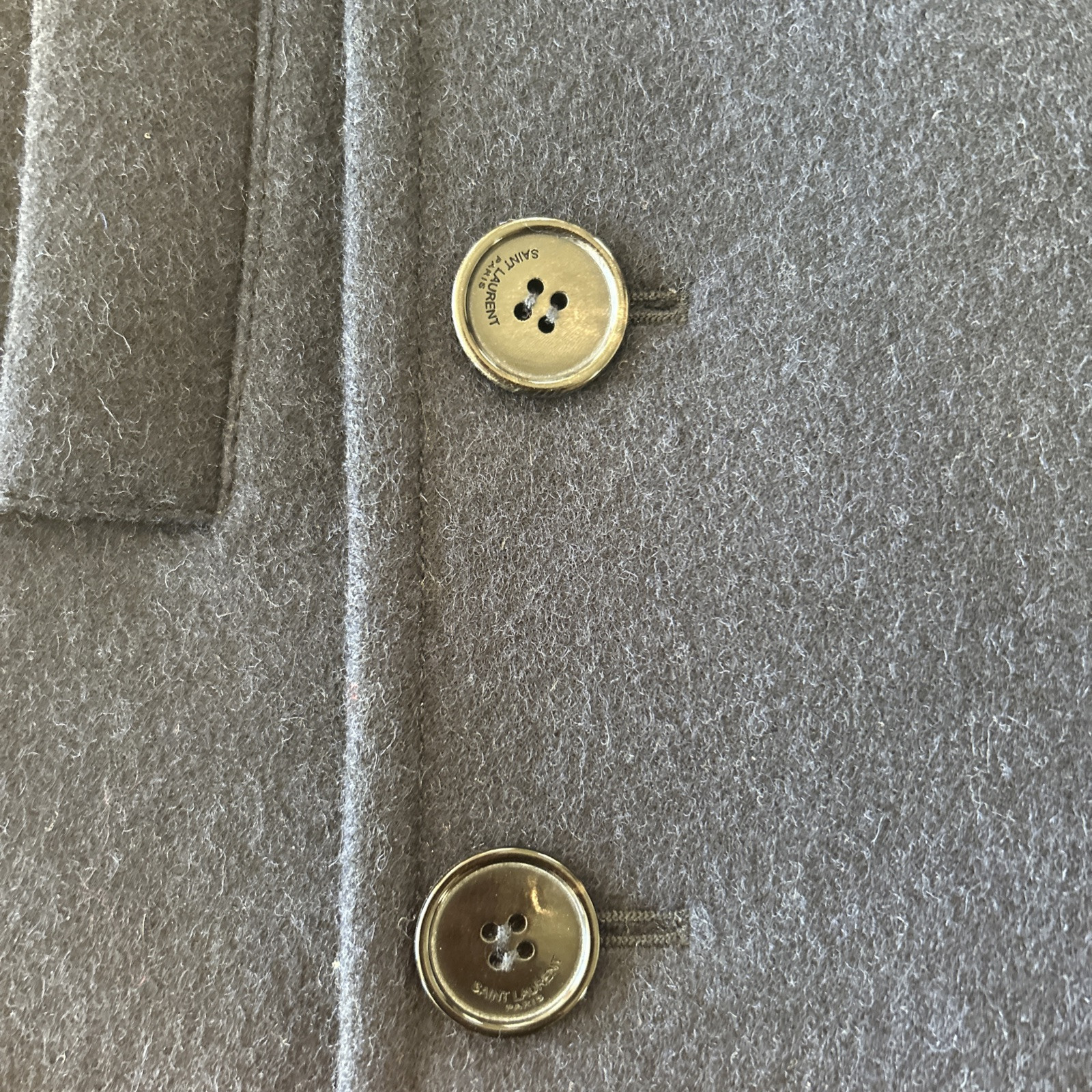 Cappotto Saint Laurent Paris Pavone Lana 38 Piccolo YSL Corto Navy 2013 Slimane