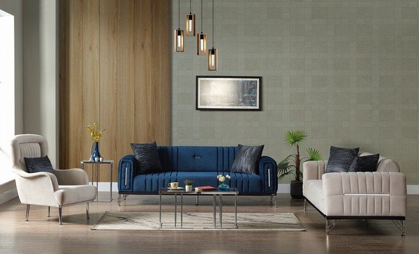 Modern Sofagarnitur 3+3+1 Sitzer Sessel Textil Sofa 3Tlg. Set Design Neu-image