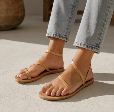 Carly Jean Los Angeles Greek Rhodes Tan  Strap Sandals Women s Size EU 39 US 8