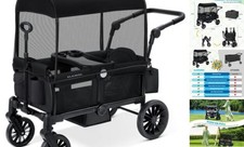 Stroller Wagon, 2 Seat Stroller for 2 Kids, Premium All Terrain jet-black