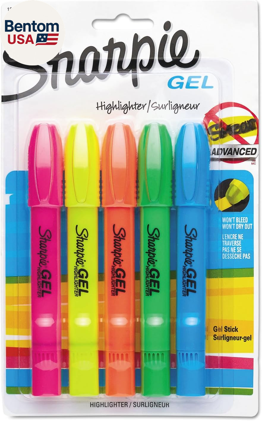 S Bullet Tip Assorted Fluorescent Highlighter Markers 5 Coun