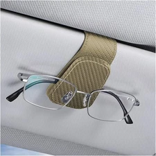 AICEL Sunglasses Holders for Car Sun Visor, Leather Eyeglasses 1 PC, Beige/CF 