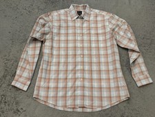 Jos. A. Bank Shirt Mens Large Tan Plaid Long Sleeve Button Travelers Collection