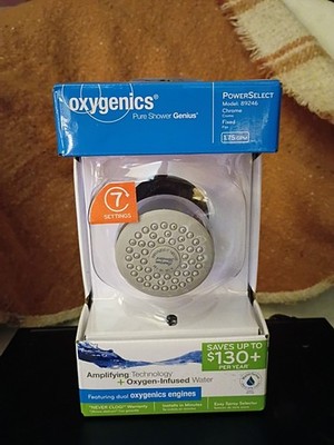 OXYGENICS PURE SHOWER GENIUS 89246 Chrome Fixed 7 Settings Shower Head Brand New