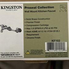 Kingston Proseal Brass KF102 - 1.8 GPM Widespread Bridge Kitchen Faucet Chrome
