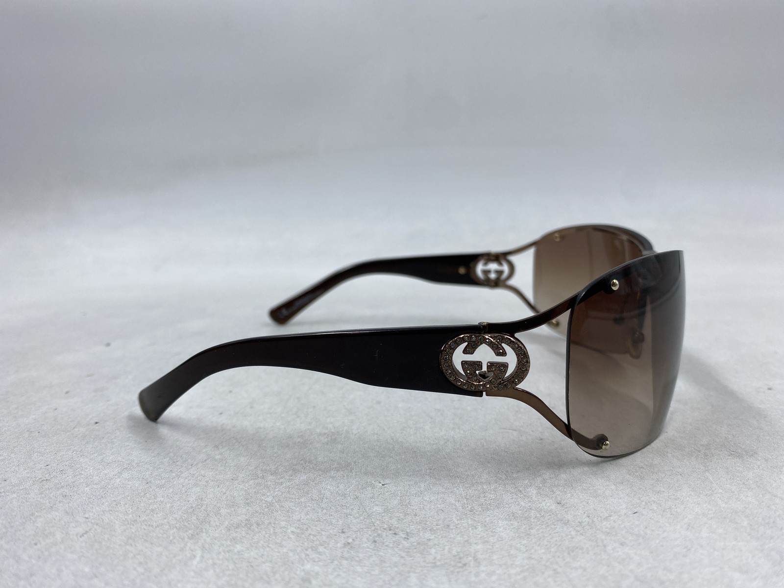 Gucci Brown Gradient Rimless Shield Sunglasses - image 5