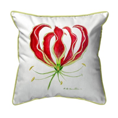 Betsy Drake Red Lily Flower Extra Large 22 X 22 Indoor Outdoor Pillow