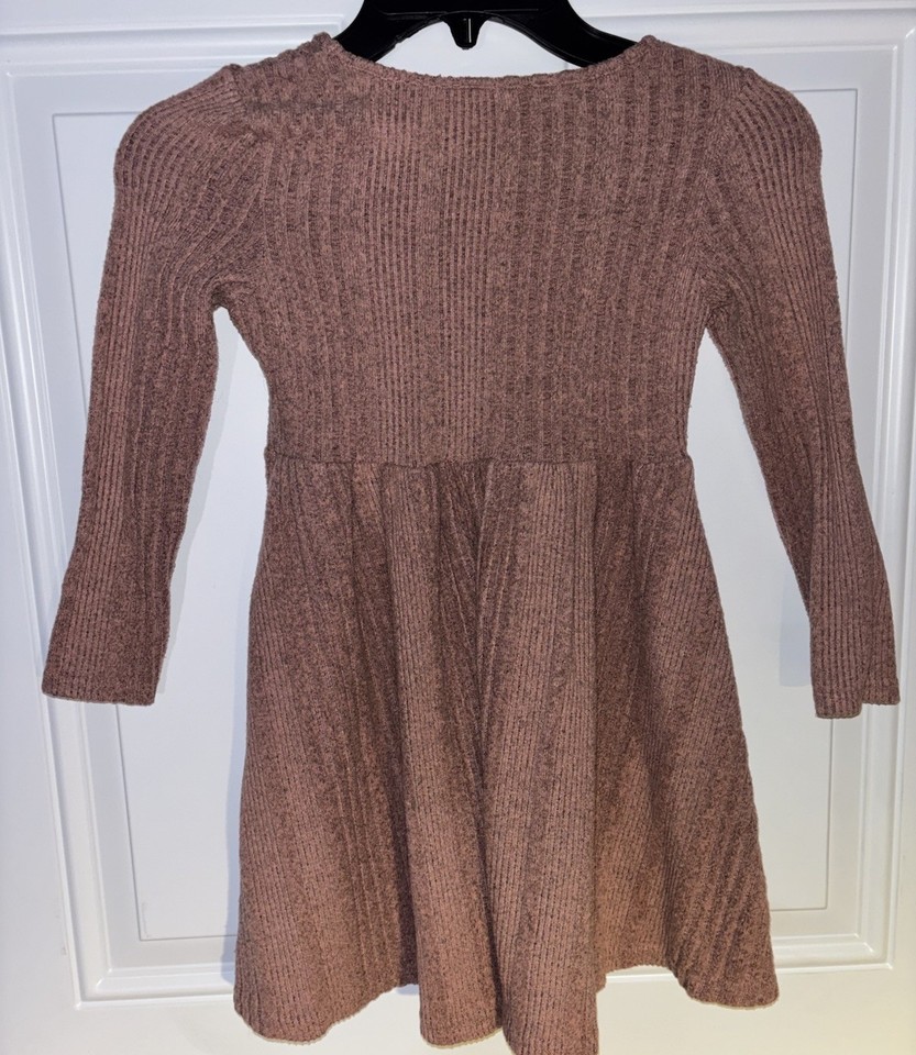 SHEIN Girls Long Sleeve Crew Neck Button Down RibKnit Pink Dress Size — free download