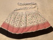 Vintage 50's 60's Retro Pink Green Black Polka Dots Half Apron with Pocket