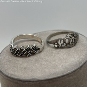 925 Sterling Silver "Mom" Openwork & Textured Ring Lot 5.3g