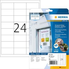 HERMA 4573 Odporne na warunki atmosferyczne etykiety foliowe zdejmowane, 20 arkuszy, 66 x 33,8 mm, 24 pro 