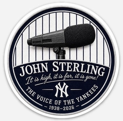 #ad 3” JOHN STERLING STICKER RADIO BROADCASTER quot;PATCHquot; DECAL NY YANKEES JERSEY 2026 $5.99