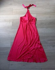 Next Pink Stretch Halter Neck Flared Midi Dress Holiday Party Wedding Retro UK14