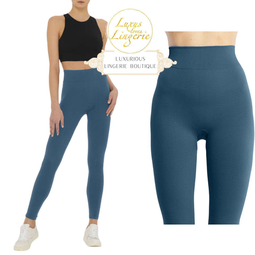 The Wellness Leggings by Wolford M Lake Blue Elastic Light Shaping Forming