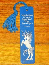 VINTAGE UNICORN ANTIOCH BOOKMARK~IMAGINATION IS MORE IMPORTANT THAN KNOWLEDGE