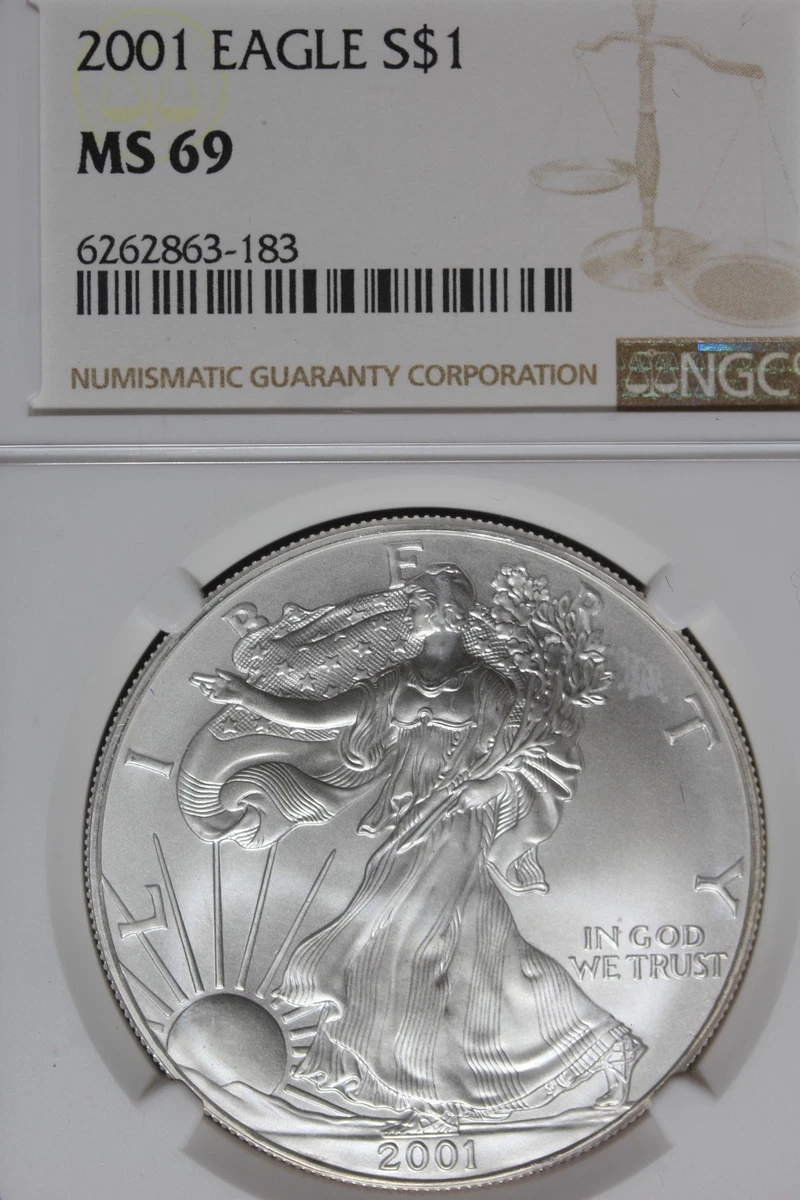 K*様 2001年 アメリカンシルバーイーグル MS69 鑑定済み American Eagle MS 69 Graded 2001 Silver Bullion Coins for sale | eBay
