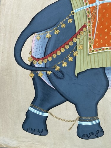 Jaime Parlade Royal Elephant Painting 1980s " 65 Inches X 48 Inches" - Picture 5 of 10