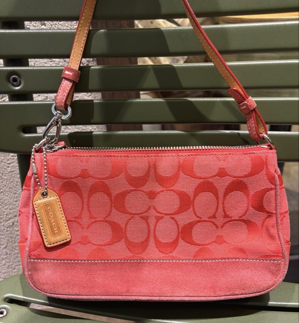 Old COACH 6094 Signature Logo Demi Mini Bag Pouch Purse Red