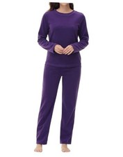 Fleece Pajamas Women Long Sleeve Soft Cozy Ladies 2 Medium Violet 2 Pcs Sets
