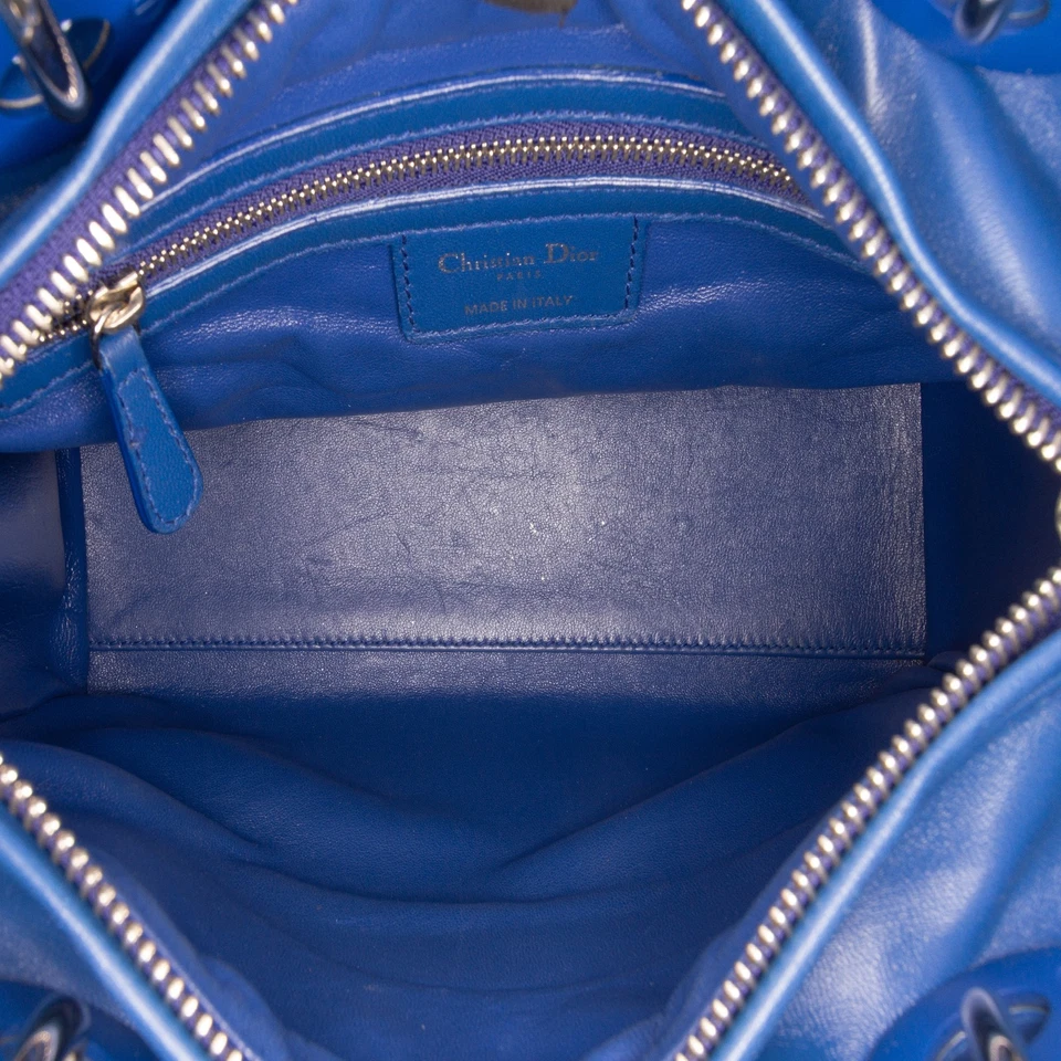Authenticated Dior Medium Ombre Lady Dior Blue Denim Fabric Satchel - Image 4 of 4