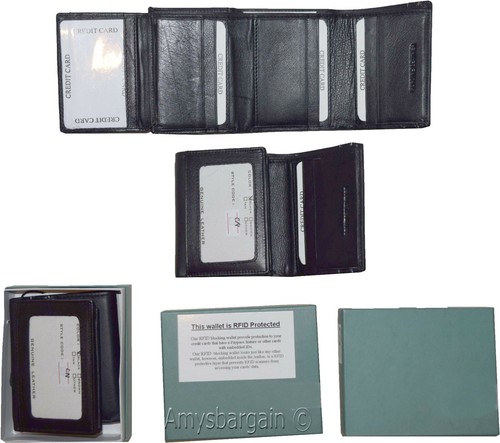 Cartera de hombre con bloqueo RFID de cuero genuino triple billetera 11 tarjetas de crédito en caja* - Imagen 7 de 12