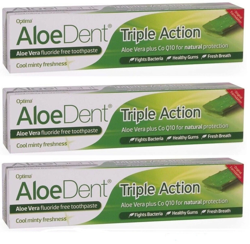 Aloe dent Aloe Vera Fluoride Free Original Triple Action Toothpaste (100ml X 3)