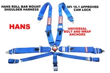 7 POINT 3" UNIVERSAL RACING HARNESS SFI 16.1 HANS CAM LOCK ROLL BAR MOUNT BLUE
