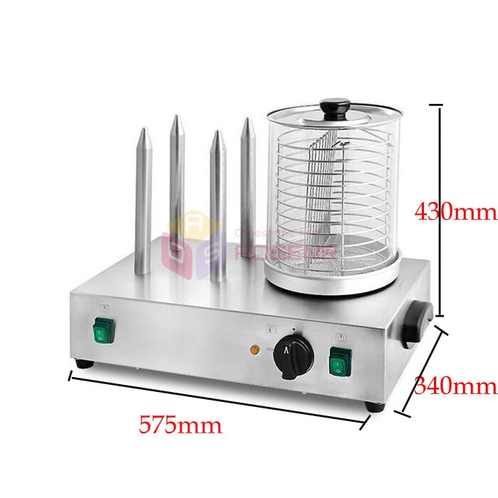Hot Dog Machine Stainless Steel 4 Sticks Sausage Bun Warmer Hotdog Steamer - Image 3 of 4