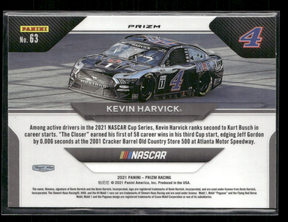 Kevin Harvick 2021 Prizm Wheels Blue Hyper Prizm #63 - Image 2 of 2