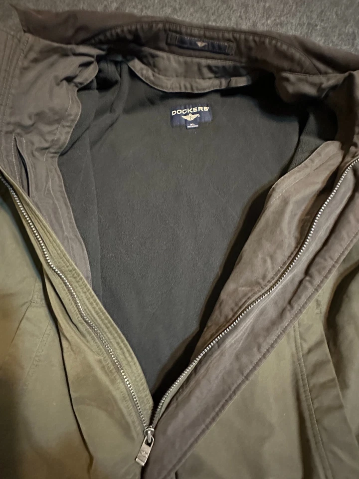 Men's Dockers Full Zip Brown Jacket Coat Size XL Olive Green 043616A F3 - Image 3 of 4