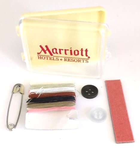 Vintage 1980s Red Logo Marriott Hotels Resorts Sewing Mending Kit Plastic Case - Picture 3 of 5
