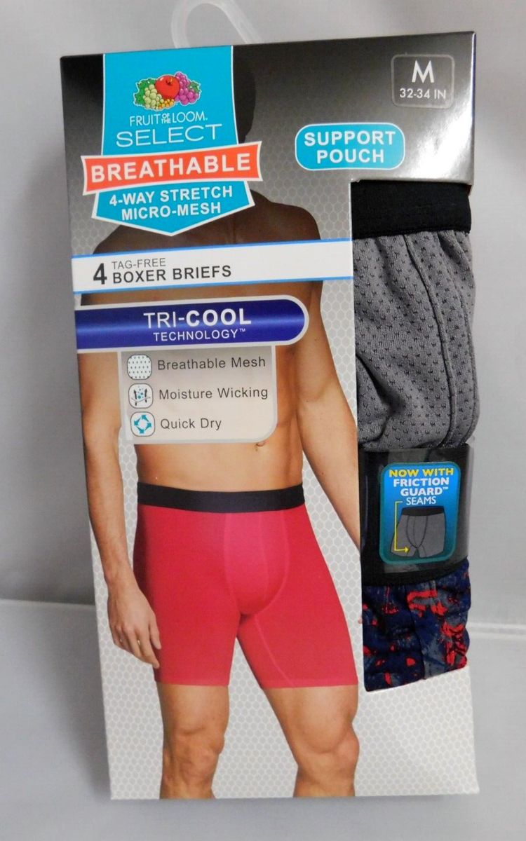 Fruit of the Loom Men's 4pk Select Breathable Micro-Mesh Boxer Briefs  Colors M